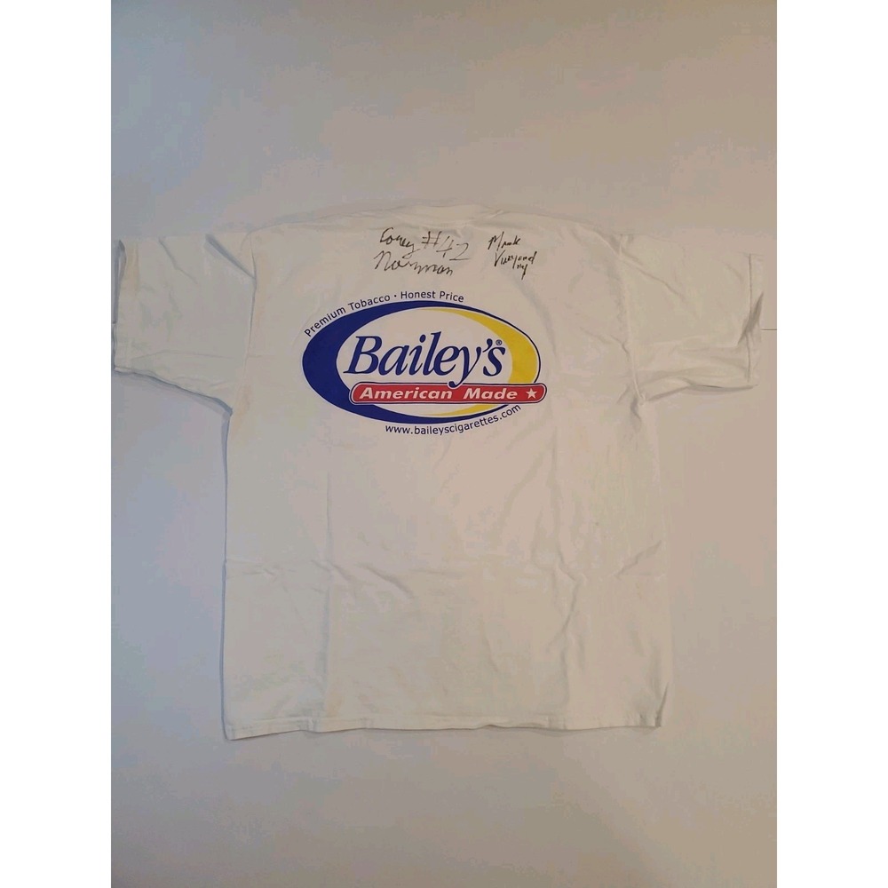 Vtg XL Bailey's Promo Racing T-Shirt Signed Corey Norman #42 Mark Vinyard #4